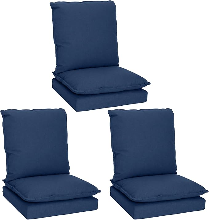 Joyside Outdoor Chair Cushions Set, 24x24 Inch Smile Patio Furniture Cushions, 6’’ Thick, Double-Layer, Water Resistant & Fade Resistant, Outdoor Replacement Cushions for Seat and Sofa