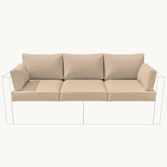 8-Piece Outdoor Cushions for Patio Furniture Thick Outdoor Chair Cushions Resilient Foam Waterproof Deep Seat Cushion Replacement for 3-Seat Sectional Sets Liner&Cover Sand