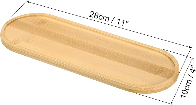 PATIKIL Bamboo Wood Saucer, 11x4 Inch Rectangular Wooden Plant Drainage Tray Bonsai Plants Saucer Succulent Pot for Home Balcony