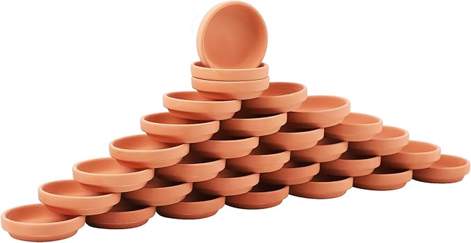 Yishang 30pcs Terra Cotta Saucer, 3-inch Small Mini Clay Pots Tray, Suitable for 3inch, 2.5inch, 2inch Succulents Nursery Pots