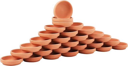 Yishang 30pcs Terra Cotta Saucer, 3-inch Small Mini Clay Pots Tray, Suitable for 3inch, 2.5inch, 2inch Succulents Nursery Pots