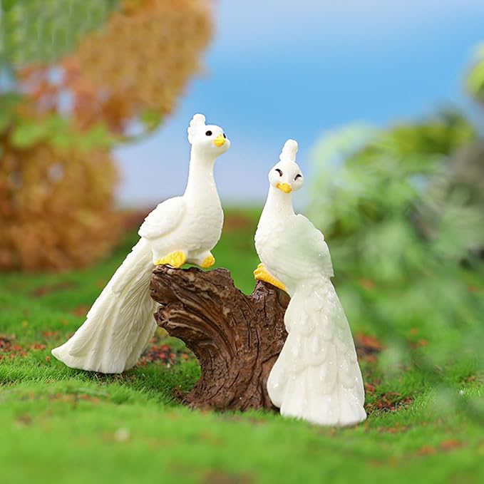 7 PCS Mini Resin Peacock, Fairy Garden Accessories, Miniature Figurines, Micro Landscape Ornaments