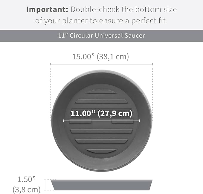 Crescent Garden Universal Round Planter Saucer, Durable Drainage Dish for Plant Pots, Heavy-Duty Plant Dishes Saucer, Indoor & Outdoor Plant Trays - Rust (11 inch Inner, 15 inch Outer Diameter)