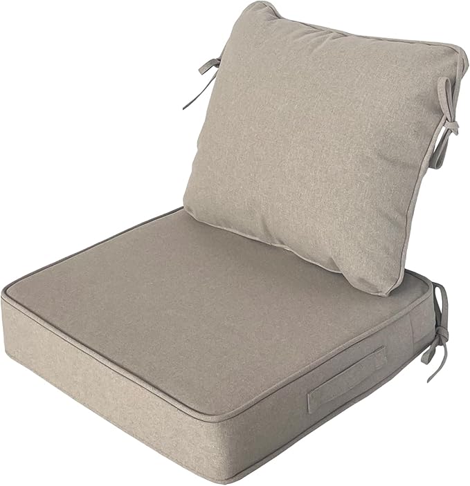 Goodgoods 19"x19" Outdoor Universal Cushion Set of 1 Water-Proof Stain-Resistant UV Resistant Weather Resistant High Resilience Foam Patio Cushions with Handles & Ties Riverbed