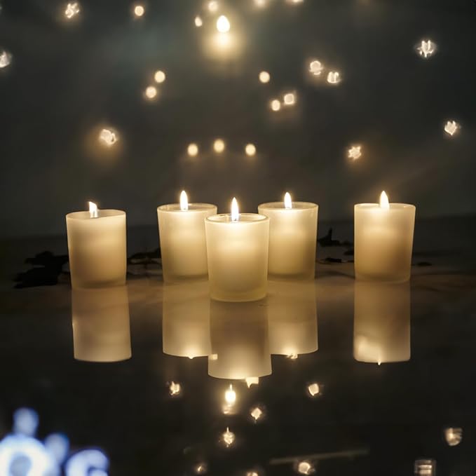 WGV Frosted Tea Light Votive Candle Holder 2.2x2.75, Tiny Utility Cylinder Glass Vase, Small Planter Terrarium for Home Accent Decor, 24 Pc