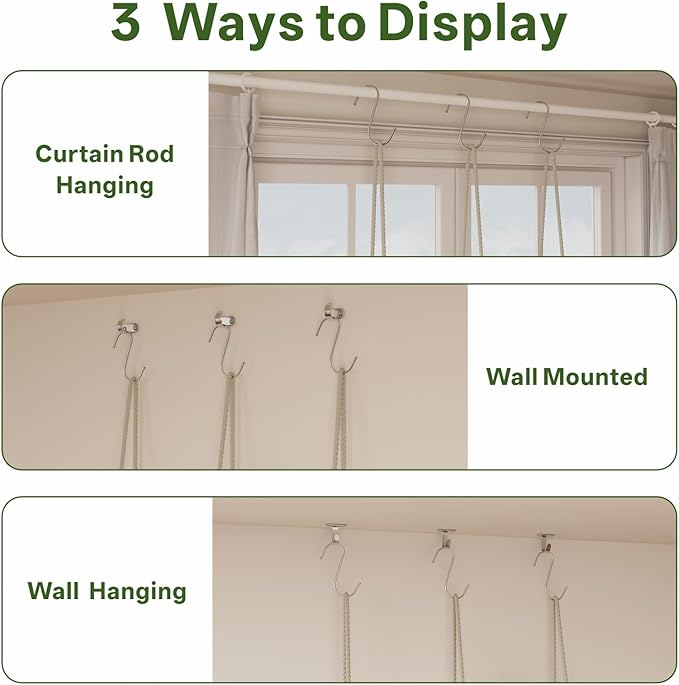 Window Plant Shelves 3-Tier Hanging Plant Shelves for Indoor Window Shelf for Plants Wall Mounted Window Sill Plant Shelf Living Room Garden Boho Decor