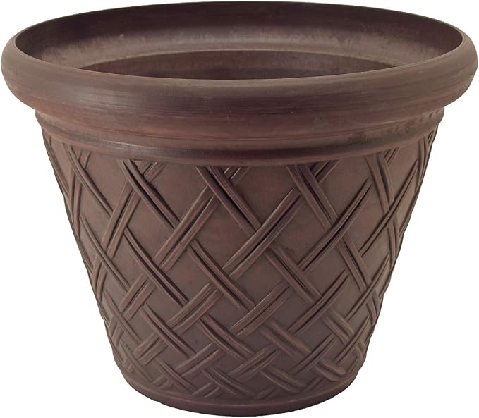 PSW Pot Collection Basket Weave Planter Pot for Indoor and Outdoor Plants and Gardens, 18-inch, Chocolate