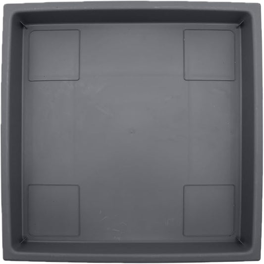 The HC Companies Accent Square Plant Saucer - Durable Plastic Trays for Plants - Square Tray for Water Drainage - UV Resistant Planter Saucer for Indoor & Outdoor Use (14”, Warm Gray, Pack of 1)