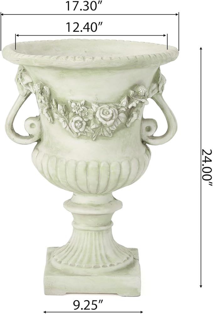 17.3" W x 24" H White Magnesium Oxide Planter Pot - Ideal for Backyard, Patio, Garden Decor