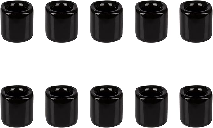 Mega Candles 10 pcs Black 1/2 Inch Diameter Ceramic Chime Ritual Spell Candle Holders, Great for Casting Chimes, Meditation, Rituals, Spells, Vigil, Witchcraft, Wiccan Supplies