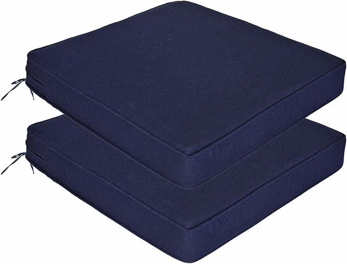 Outdoor Chair Cushions 19 x 19 Inch Set of 2 Water Resistant Seat Cushions with Ties, Outdoor Cushions for Patio Furniture with 3-Year Fade Resistant
