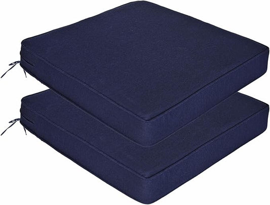 Outdoor Chair Cushions 19 x 19 Inch Set of 2 Water Resistant Seat Cushions with Ties, Outdoor Cushions for Patio Furniture with 3-Year Fade Resistant