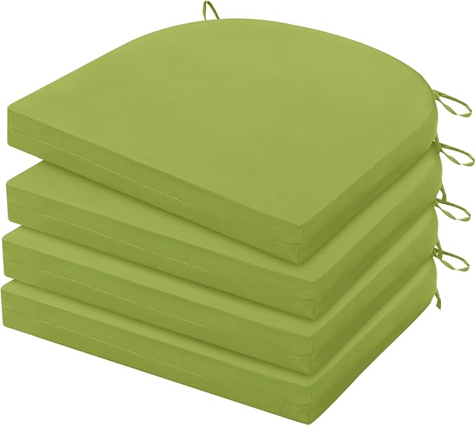 HARBOREST Outdoor Chair Cushions Set of 4, Water Resistant Patio Chair Cushions with Ties, Outdoor Seat Cushions for Patio Furniture, 17"x16"x2", Grass Green