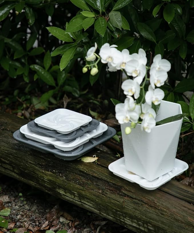 5 Pack Plastic Flower Plant Pot Saucer, Heavy Duty Plant Drip Trays Saucers for Indoors Outdoors,Quadrate Thick Sturdy Planter Bottom Plate(Mixed,6.5")