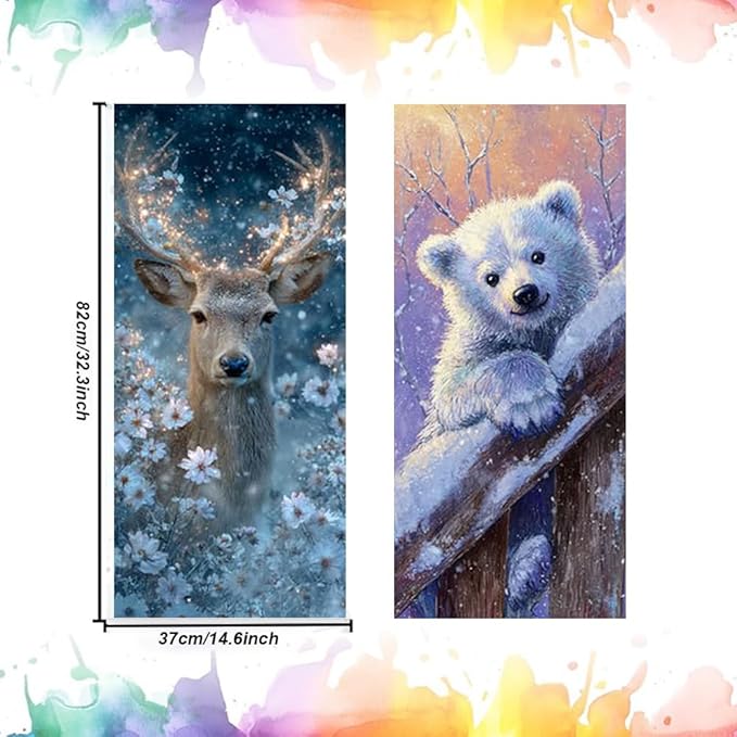 2PC Trash Can Sticker 14.57 x 32.28 Inch Polar Bear and Deer Design Winter Snow Theme Decorative Garbage Bin Cover Outdoor Trash Can Decal Art for Home Yard Garden Holiday Decoration