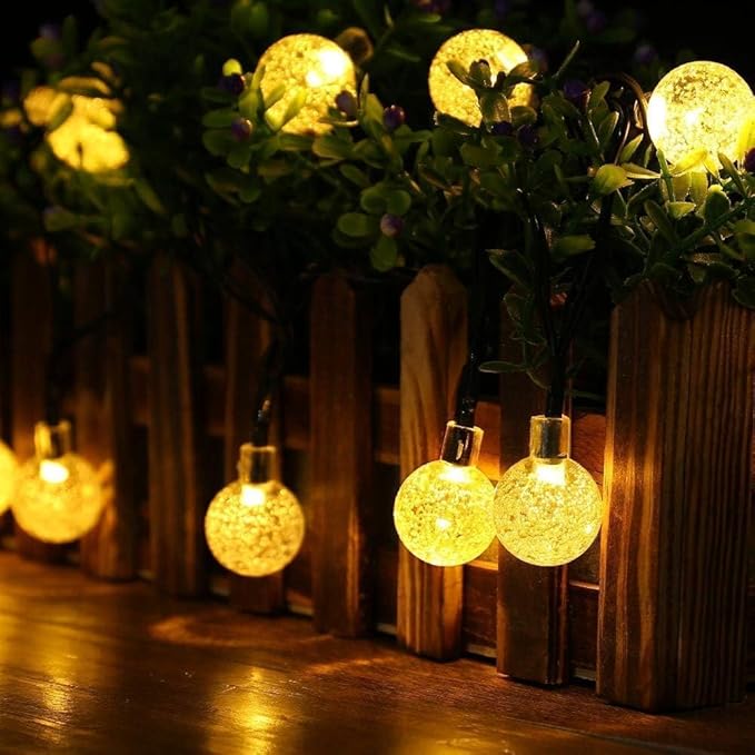 Solar String Lights Outdoor Waterproof, 1 Pack 50 LED 2.3CM 23 FT Each, Solar Powered Patio Lights with 8 Lighting Modes for Garden Yard Porch Wedding Party.. (Warm Color)