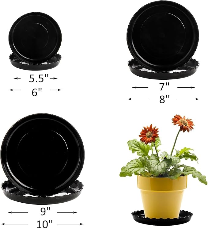 Plastic Plant Saucer Trays, 13 Pcs Plant Trays, 6/8/10 Inch Round, Gray, for Indoor/Outdoor Plants