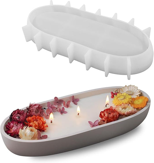 Wehous Large Bowl Resin Mold, 11.6'' Oval Bowl Silicone Molds for Resin Concrete Cement, Epoxy Casting Mold for Jewelry Makeup Storage Container Candle Boat Succulent Pot, Table Home Decoration