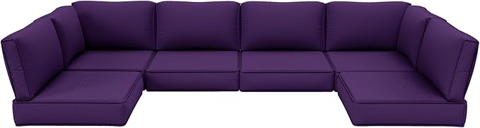 Outdoor Furniture Replacement Cushions, 5" Foam Foam High-Density, Fits 6-seat Sectional Rattan Conversation Set, 14 Piece Patio Water-Resistant Replacement Sofa Cushions, Liner&Cover