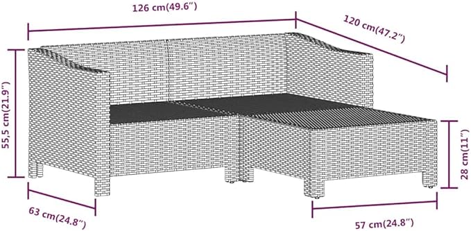 Garden Lounge Set Grey, Dark Grey Outdoor Seating Set Garden Seating Ensemble for Pond Deck