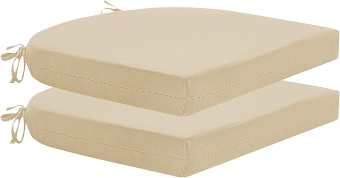 HARBOREST Outdoor Chair Cushions Set of 2, Water Resistant Patio Chair Cushions with Ties, Outdoor Seat Cushions for Patio Furniture, 17"x16"x2", Beige