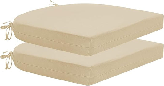 HARBOREST Outdoor Chair Cushions Set of 2, Water Resistant Patio Chair Cushions with Ties, Outdoor Seat Cushions for Patio Furniture, 17"x16"x2", Beige
