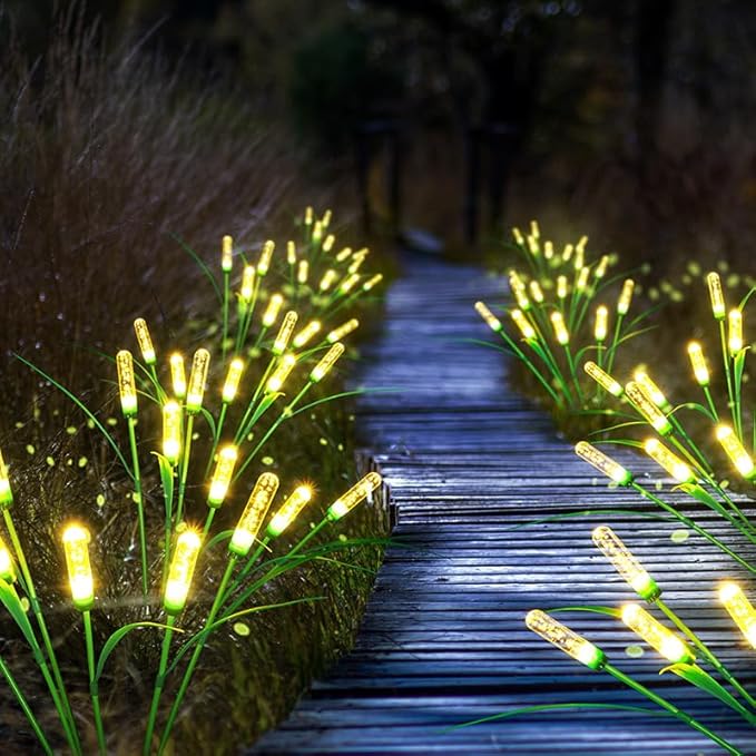 Solar Outdoor Garden Lights,4 Pack LED Solar Swaying Lights for Garden Patio Yard Pathway Walkway Wedding Party Christmas Landscape Lighting(Warm White)