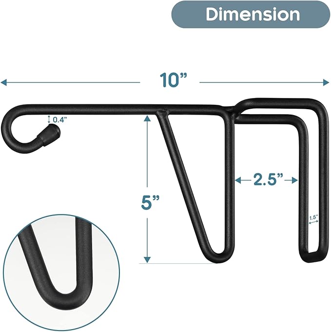 6 Pack Vinyl Fence Hooks, Patio Hangers Decorative Black Powder Coated Steel Fence Hangers Suitable for Hanging Flower Baskets - Wind Chimes - Planters - Bird Feeders -Lights (6 Pack-Black)
