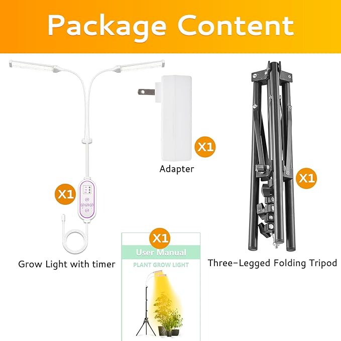 420 LED Grow Lights for Indoor Plants Full Spectrum, LED Plant Light with Stand, Adjustable Height, Plant Grow Lights with Auto 4/8/15/H Timer for Indoor Tall Plants.