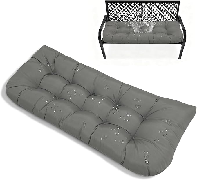 Indoor/Outdoor Bench Cushion for Garden Furniture Patio Lounger 51x 20 in Thicken Tufted Waterproof Bench Cushions for Outdoor Furniture Loveseat Swing Dark Grey