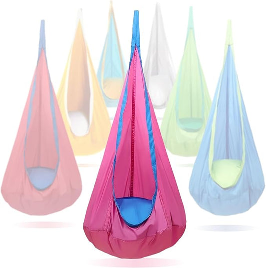 Kids Swing Seat Hammock Chair Indoor Outdoor Hanging Chair for Children,Soft & Safe with High Weight Capacity, Easy Install Perfect for Bedroom, Garden, Playroom (Rose Red)