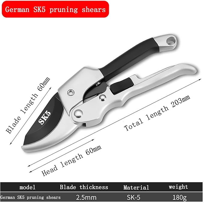 Pruners, German Pruning shears, Work 3 Times Easier, Sharp, High Strength gardening tools, for hedge, bonsai, floral, small stem, orchard and vegetable, upgraded, garden scissors, black