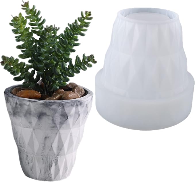 Barrel Shaped Concrete Flower Pot Silicone Mold Succulent Plants Cement Plaster Clay Mold Candle Pen Holder Mold Epoxy Resin Plaster Cement Clay Mould