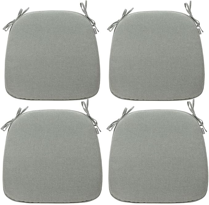Magpie Fabrics Outdoor/Indoor 17"x16"x2" Chair Cushions with Ties Set of 4, Waterproof All Weather U-Shape Seat Pads Decoration for Patio Garden Furniture Home Office (Grey)