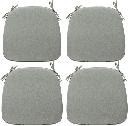 Magpie Fabrics Outdoor/Indoor 17"x16"x2" Chair Cushions with Ties Set of 4, Waterproof All Weather U-Shape Seat Pads Decoration for Patio Garden Furniture Home Office (Grey)