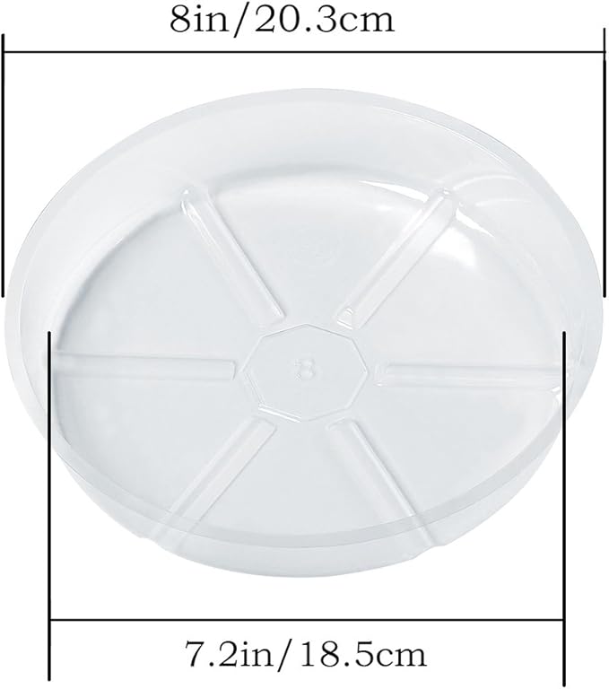 Idyllize 10 Pieces of 8 inch Clear Plastic Plant Saucer Drip Trays for pots (8")