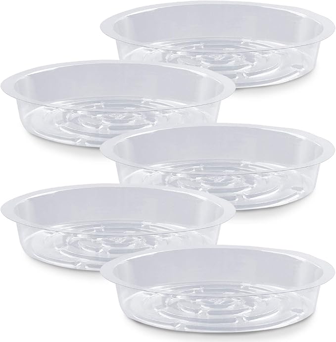 Rocutus Plant Saucer,20 Pack Plastic Plant Saucer Drip Trays Small Plant Plate Dish,Heavy Duty Clear Plastic Plant Saucers Flower Pot Tray Flower Pot Drip Pan for Indoor and Outdoor Plants (6 Inch)