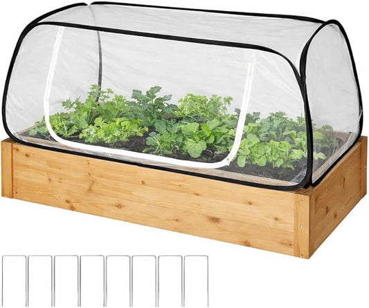 Pop Up Raised Garden Bed Cover -45''x22''x16'' Instant Plant Protection Against Bird, Pests & Squirrel，Plant Net Cover for Raised Bed with Zipper Door for Protecting Vegetable Row