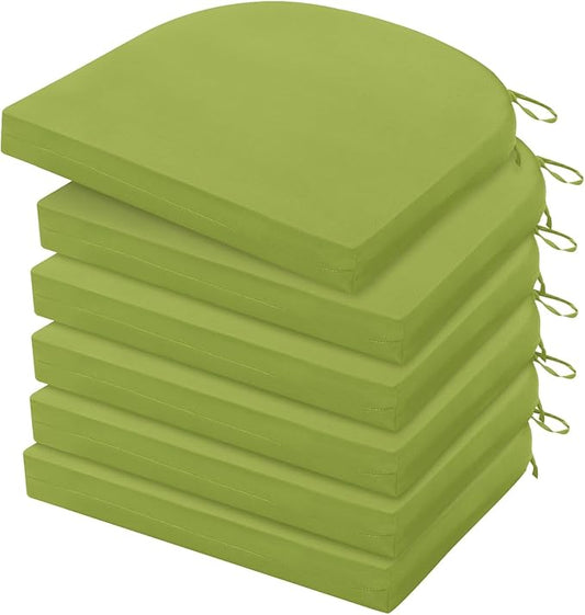 HARBOREST Outdoor Chair Cushions Set of 6, Water Resistant Patio Chair Cushions with Ties, Outdoor Seat Cushions for Patio Furniture, 17"x16"x2", Grass Green