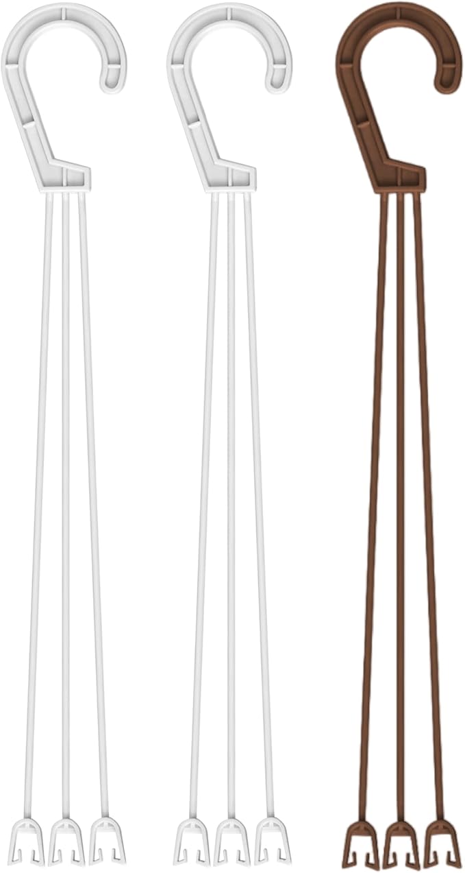 Plant Hangers - Pack of 3 - Plastic Flower Basket Hanging - Decorative Plants Pots with Hook - Outdoor Planters Lantern Hanger