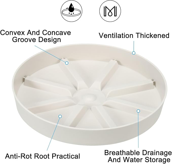 PATIKIL 7.5 Inch Plant Saucers Tray, 2Pcs Durable Plastic Round Flower Pot Drip Tray Thicker Anti-Rot Root for Indoors Outdoors Home Garden, Beige