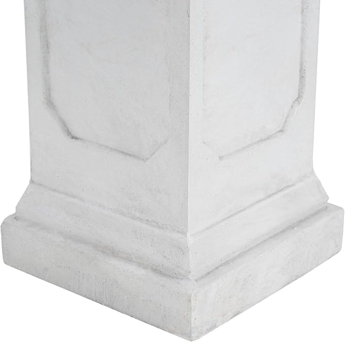 19.25'' H Classic Square Flower Stand Pedestal, Antique White MGO Plant Stand for Indoor Outdoor Garden, No Assembly Side Table Display Stand for Potted Plants