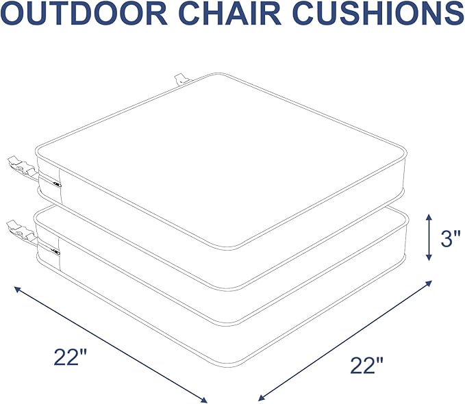 Outdoor Chair Cushions 22x22x3 Inch, Patio Seat Cushion Furniture Swing Set of 2, Water Repellent Chairs Wicker Cushion Pads with Couch Sofa in Garden, Swaying Palms Green
