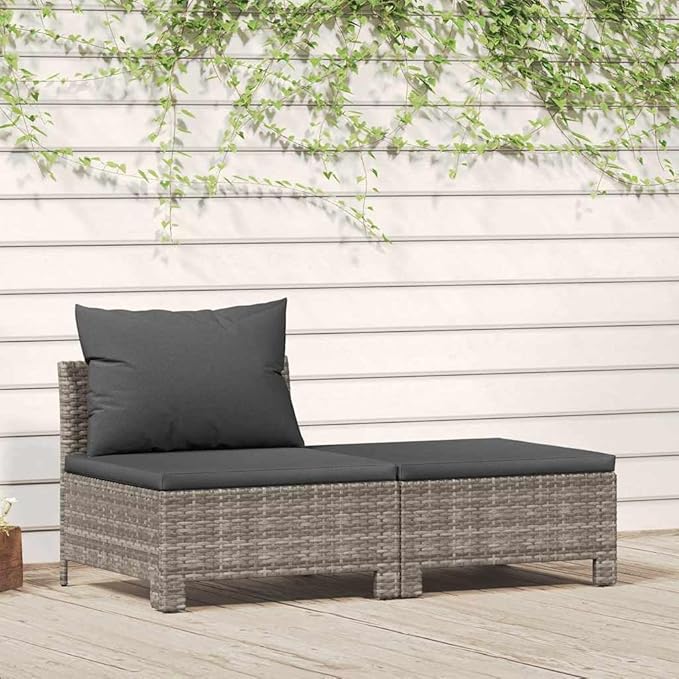 Garden Lounge Set Gray Poly Rattan Medium Lightweight Outdoor Furniture Set Garden Seating Ensemble for Pond Backyard