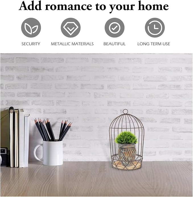PRETYZOOM Decorative Birdcage Flower Stand Vintage Style Hanging Bird Cage Candle Holder Mini Succulent Planter for Home D Cor and Festival Table Centerpiece 4.7X4.7X9.4 Inches