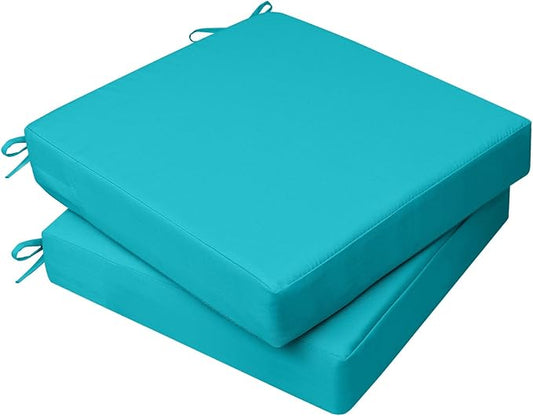 AAAAAcessories Outdoor Seat Cushions for Chairs, Waterproof, Fade-Resistant, 24" x 24" x 4", Patio Furniture Replacement Cushions, Set of 2, Turquoise Blue