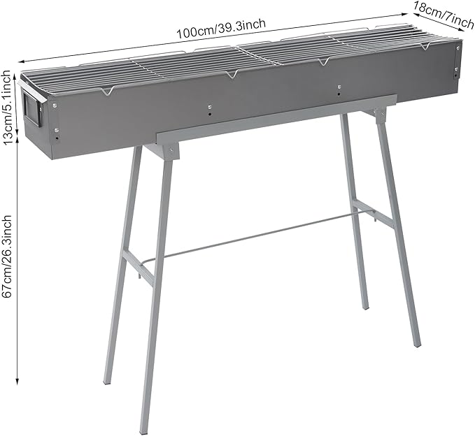 39.3" x 7" Charcoal Grills, Portable Stainless Steel Folded Camping Grill,Barbecue Grilling Accessories for Garden Backyard Party Picnic Travel Home Outdoor Cooking Use