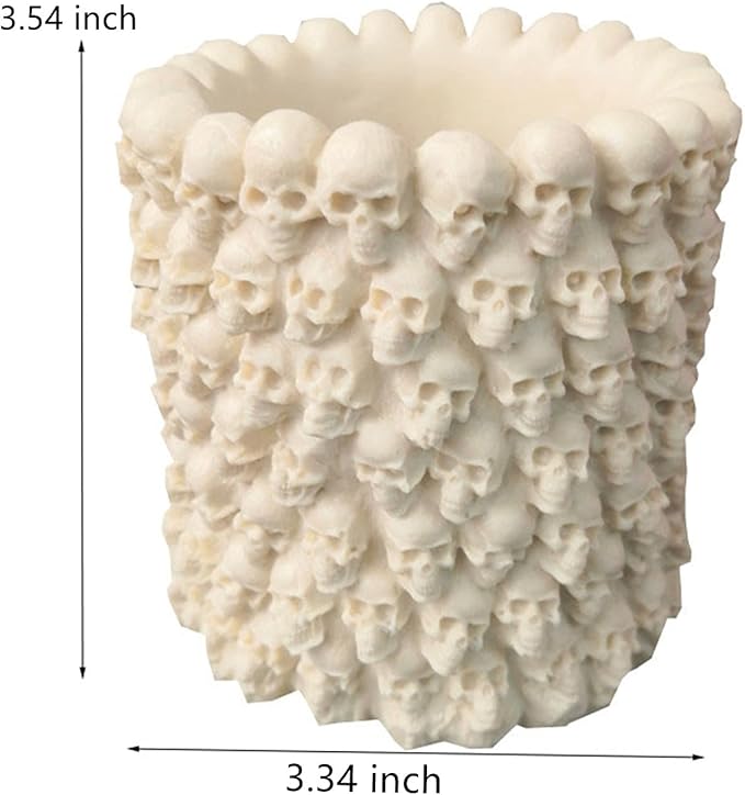 Skull Succulent Flower Pot Silicone Mold Concrete Planter Vase Cement Mold Plaster Epoxy Resin Pen Brush/Candle Holder Polymer Clay Mould (B)