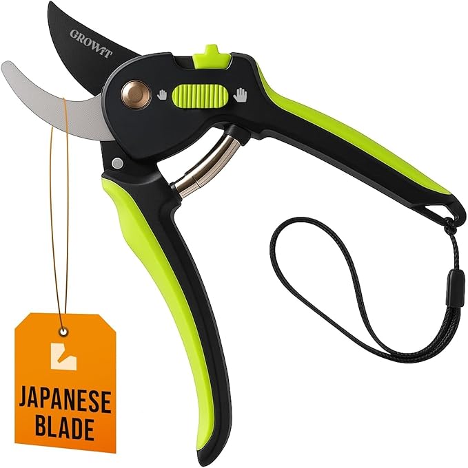 Ultra Sharp Japanese Steel Pruning Shears - Cuts 3X Easier, Weak Hand Arthritis Clippers, Rust-Resistant Titanium Coated Pruner, Effortlessly Cuts 3/4 Inch