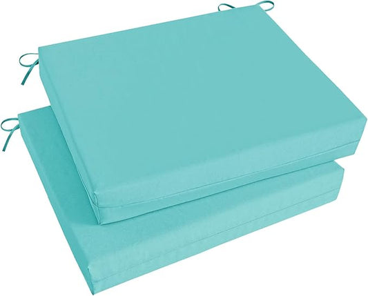 Basic Beyond Outdoor Chair Cushions Set of 2, Square Corner Outdoor Cushions for Patio Furniture, Water Resistant Patio Chair Cushions with 2 Ties, 18.5x16x3, Teal